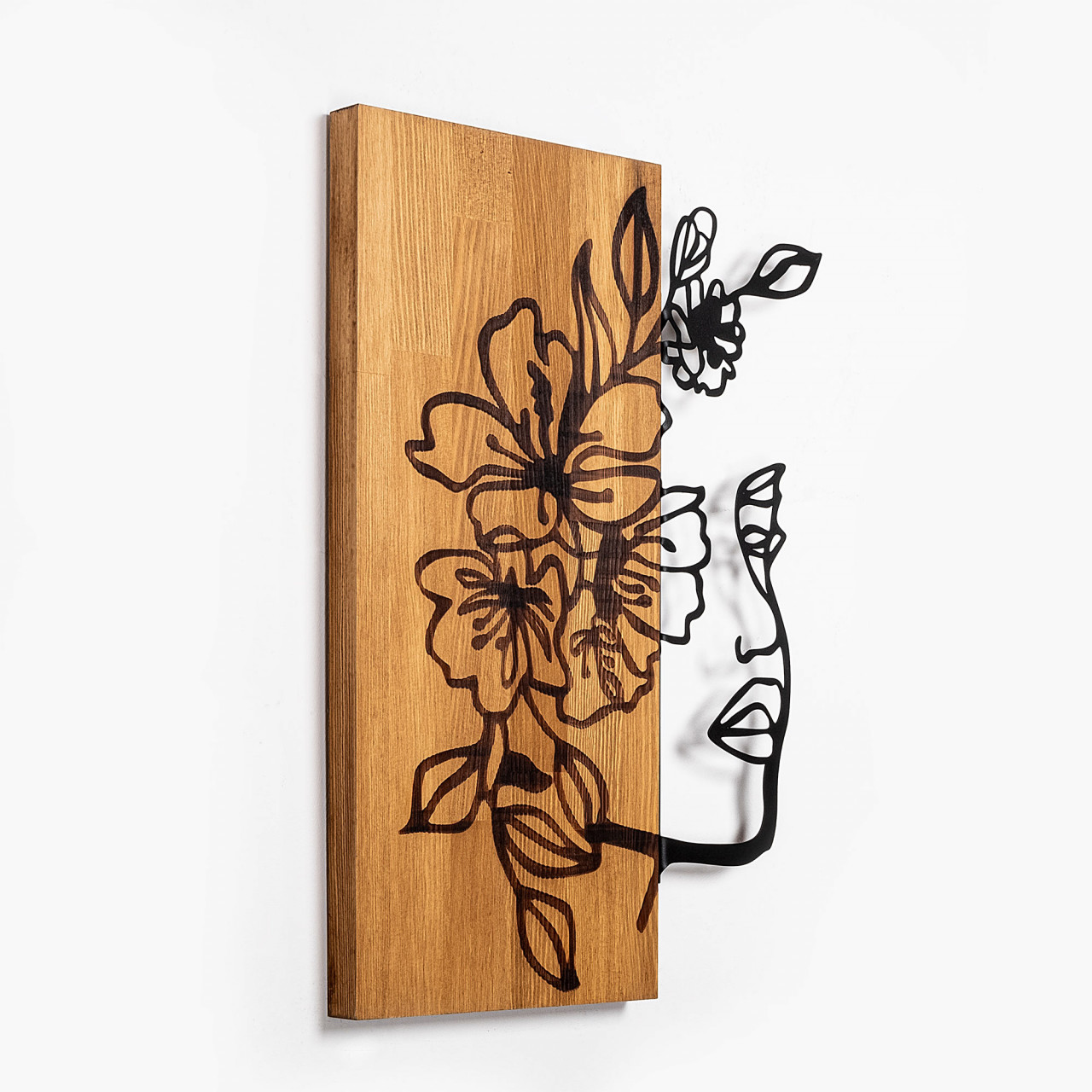 Poze Accesoriu decorativ de perete din lemn Woman Floral Face - 372