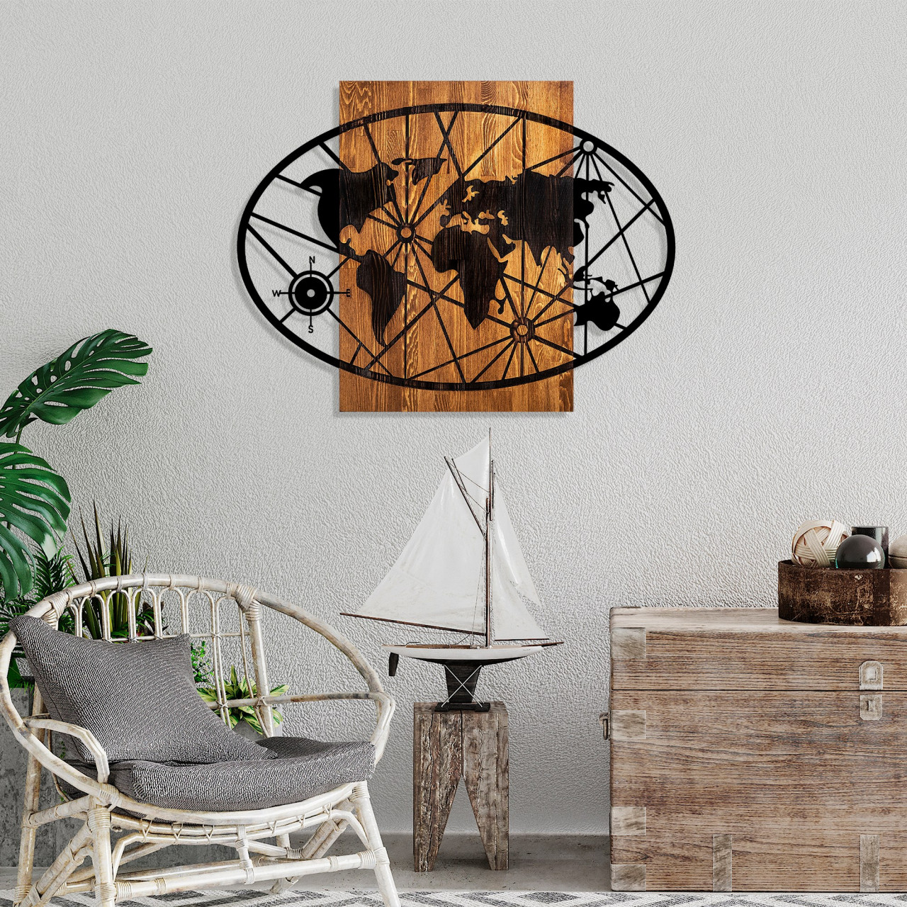 Poze Accesoriu decorativ de perete din lemn World Map 4-L
