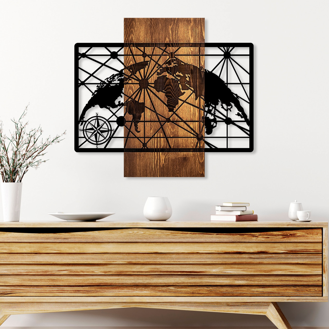 Poze Accesoriu decorativ de perete din lemn World Map 5-M