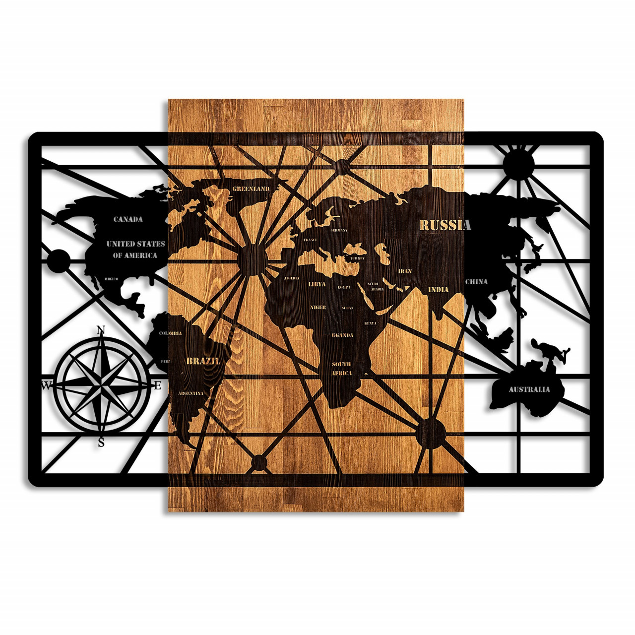 Poze Accesoriu decorativ de perete din lemn World Map 6-L