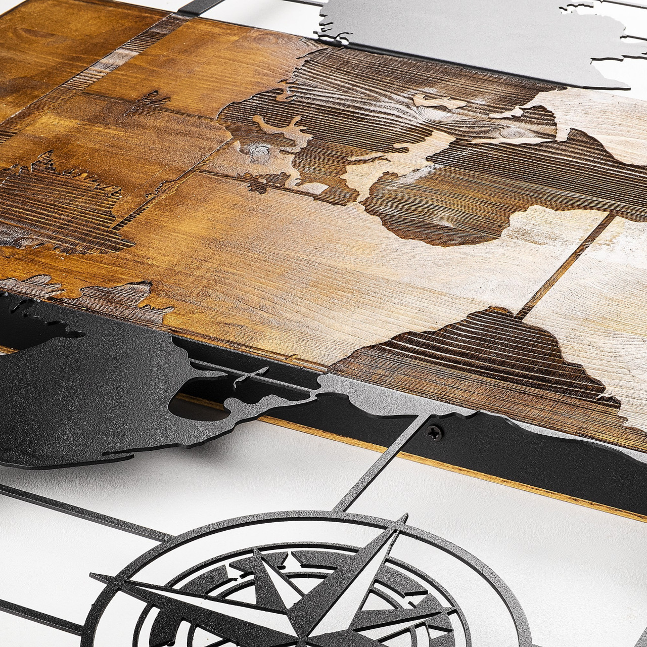 Poze Accesoriu decorativ de perete din lemn World Map with Compass