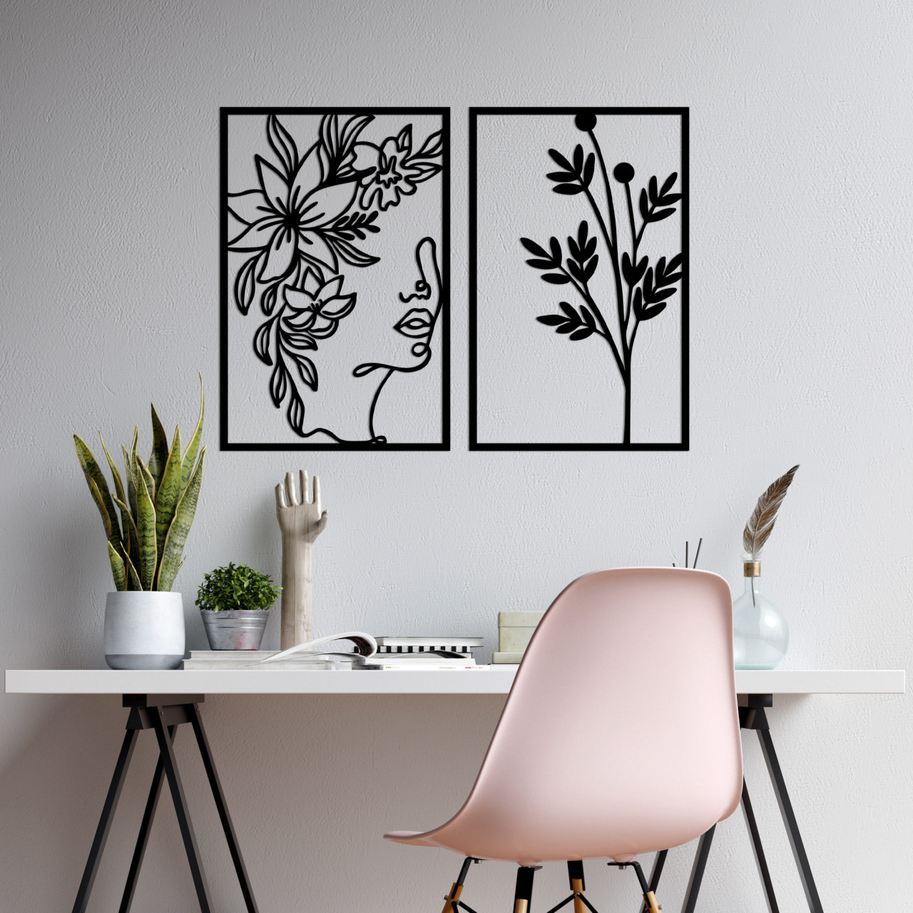 Poze Accesoriu decorativ de perete metalic Flower face - 510