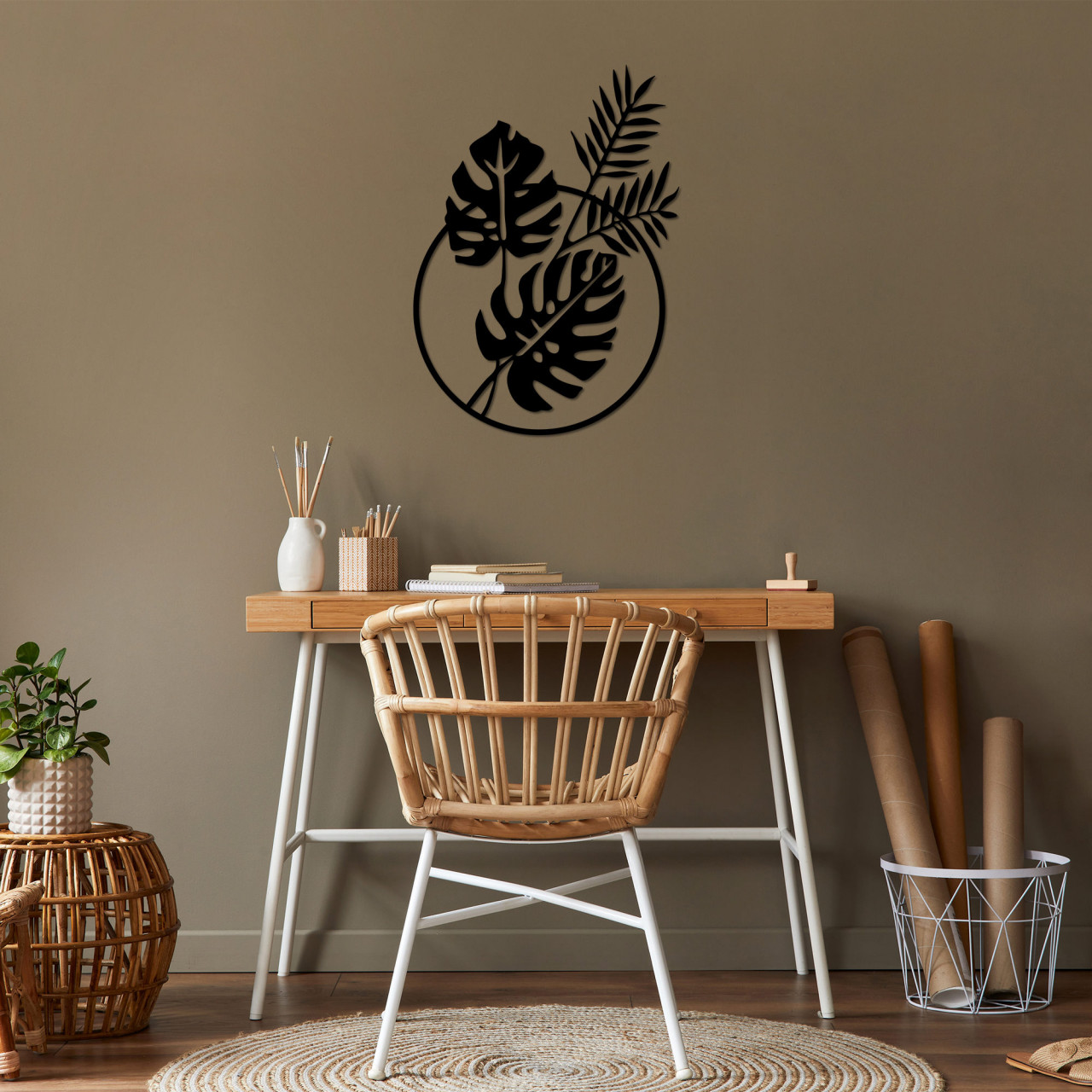 Poze Accesoriu decorativ de perete metalic Leaves