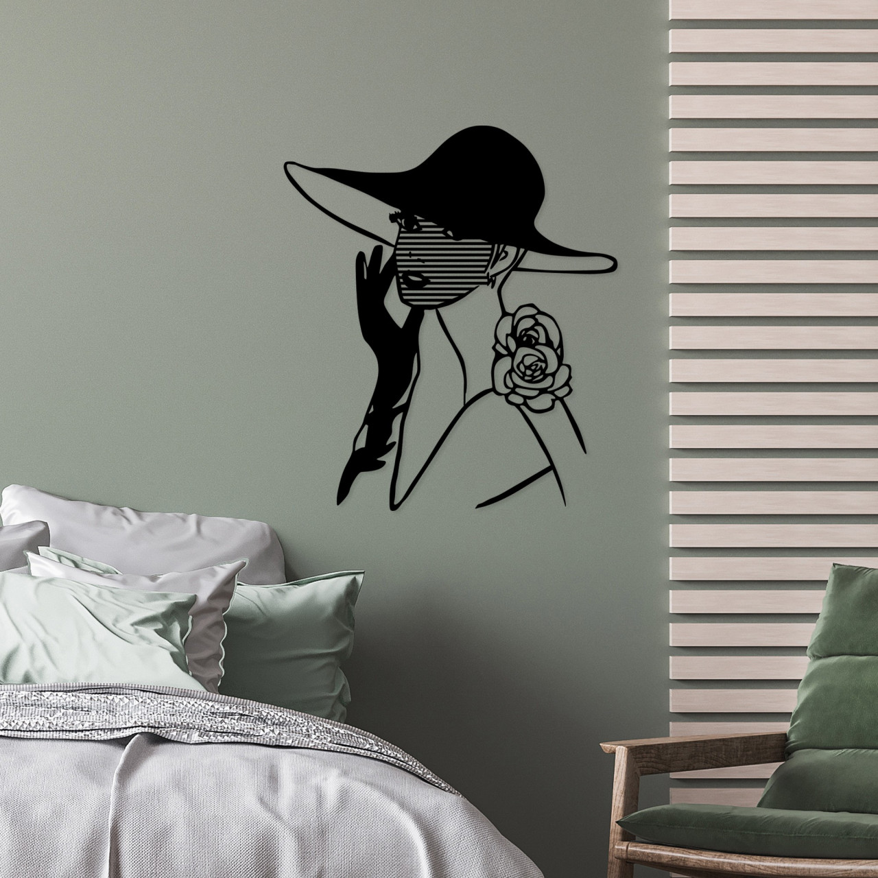 Poze Accesoriu decorativ de perete metalic Striped woman