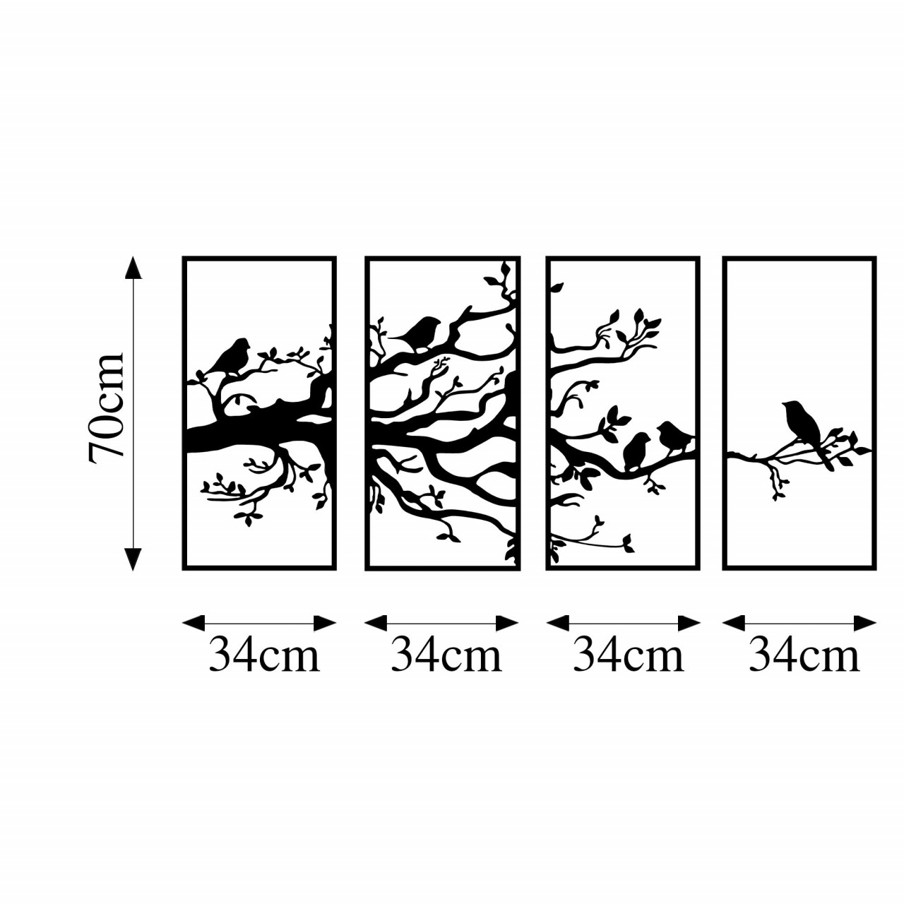 Poze Accesoriu decorativ de perete metalic Tree Branch And Birds - 269
