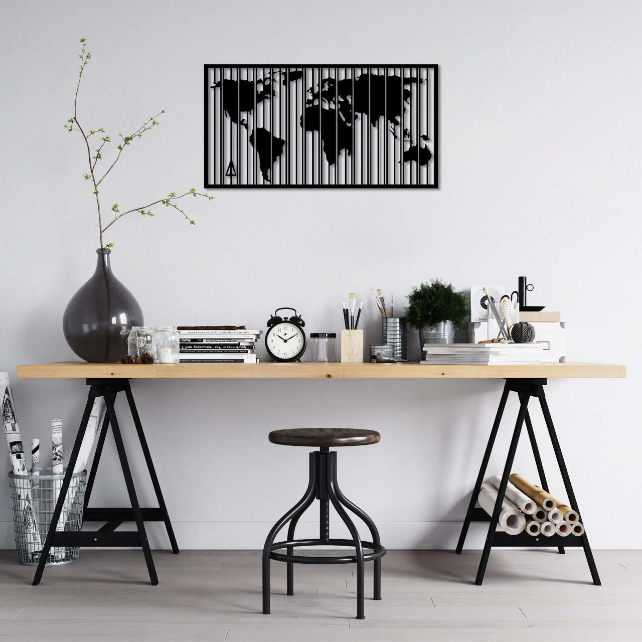 Poze Accesoriu decorativ de perete metalic Wold Map - 283 M