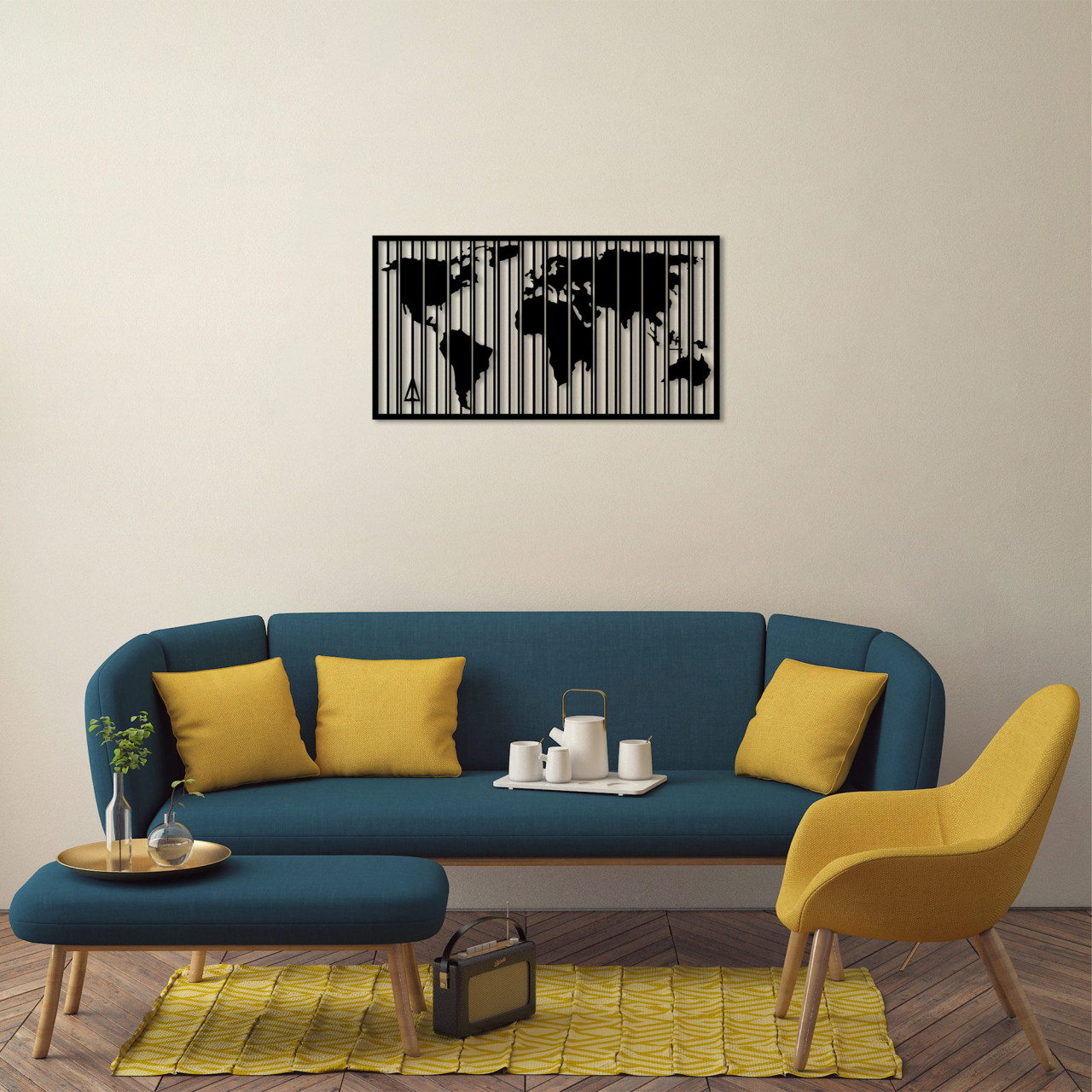 Poze Accesoriu decorativ de perete metalic Wold Map - 283 M