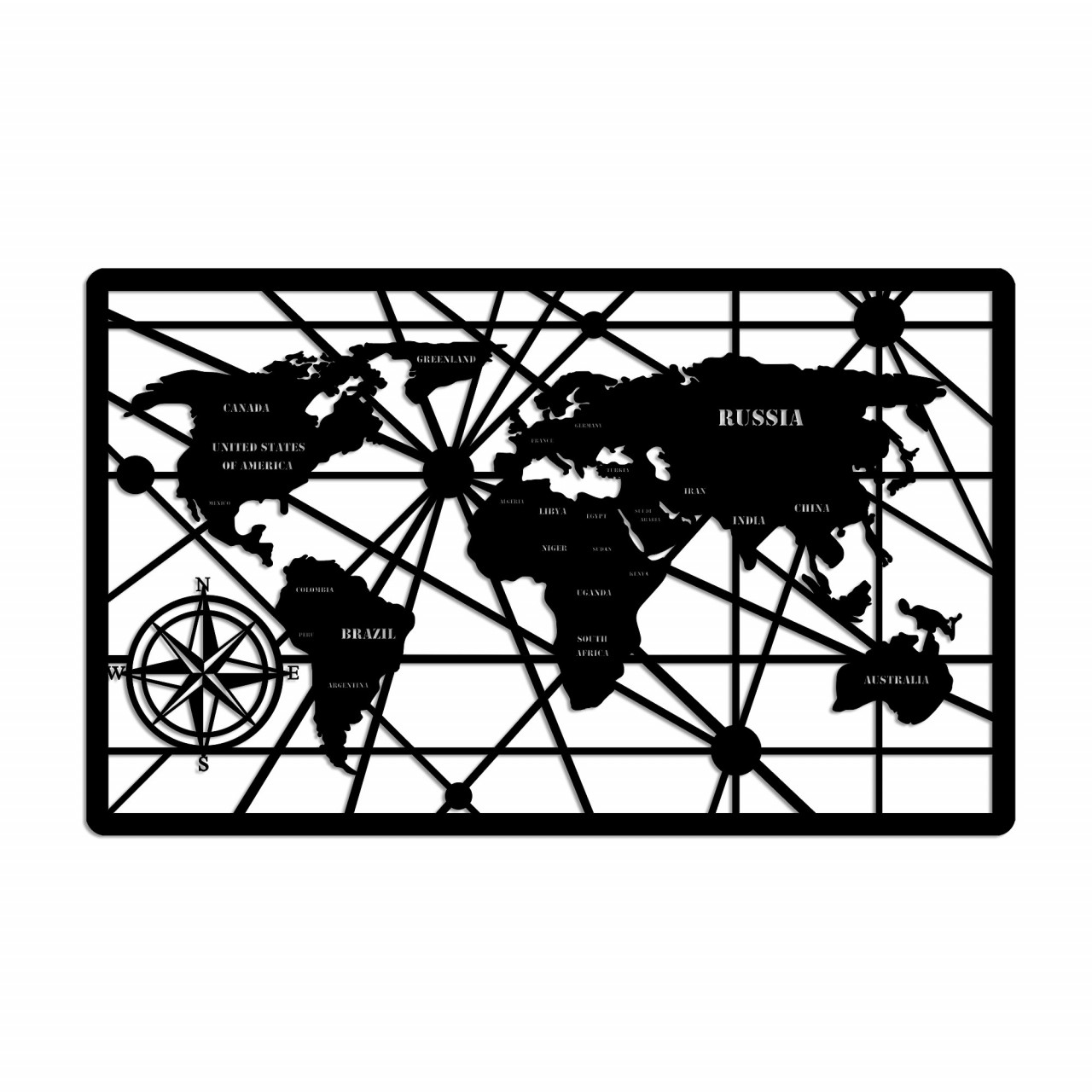 Poze Accesoriu decorativ de perete metalic World Map 7-L