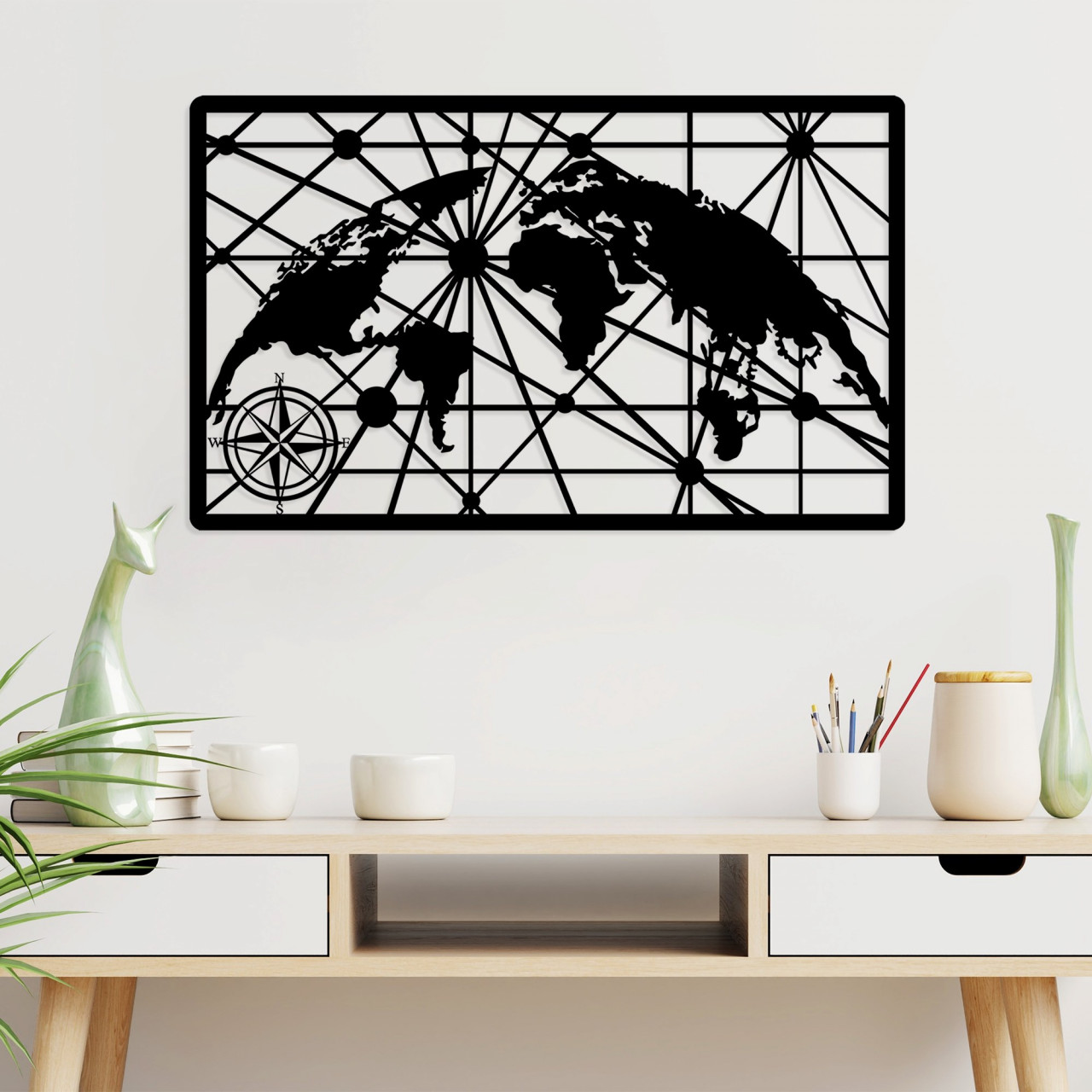 Poze Accesoriu decorativ de perete metalic World Map 8-M