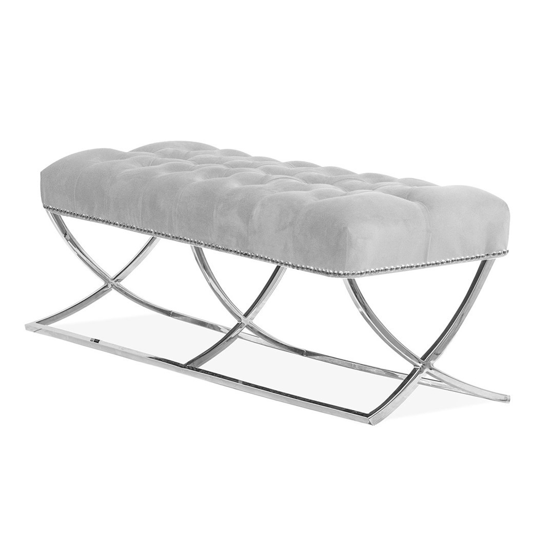 Poze Bancuta tapitata Ingrid Glamour gri – H49 cm