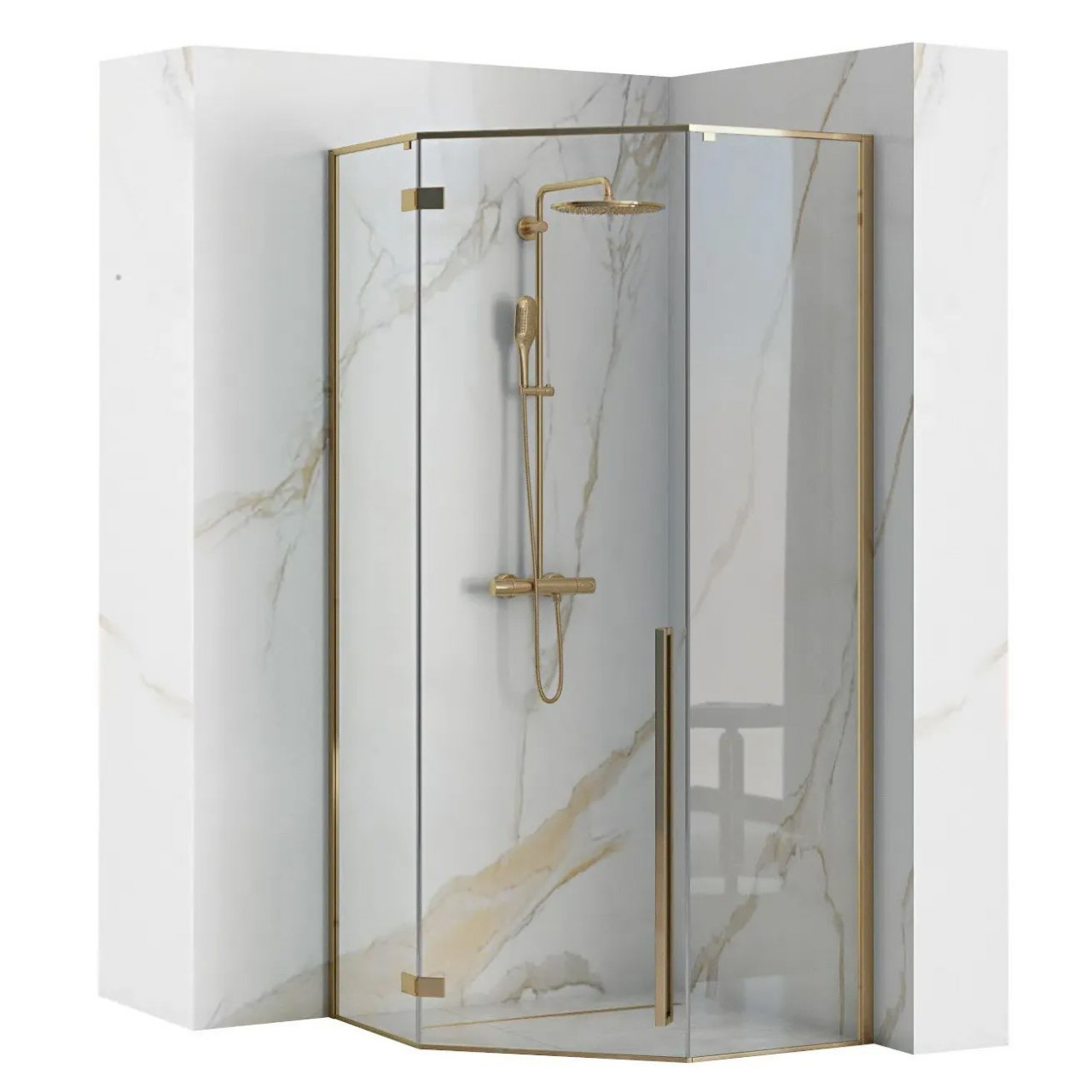 Poze Cabina de dus Diamond aurie 100x100