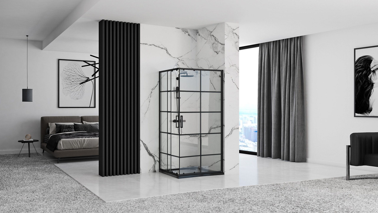 Poze Cabina dus Concept negru – 80x80 cm