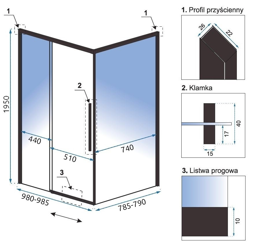 Poze Cabina dus Solar negru - 80x100 cm