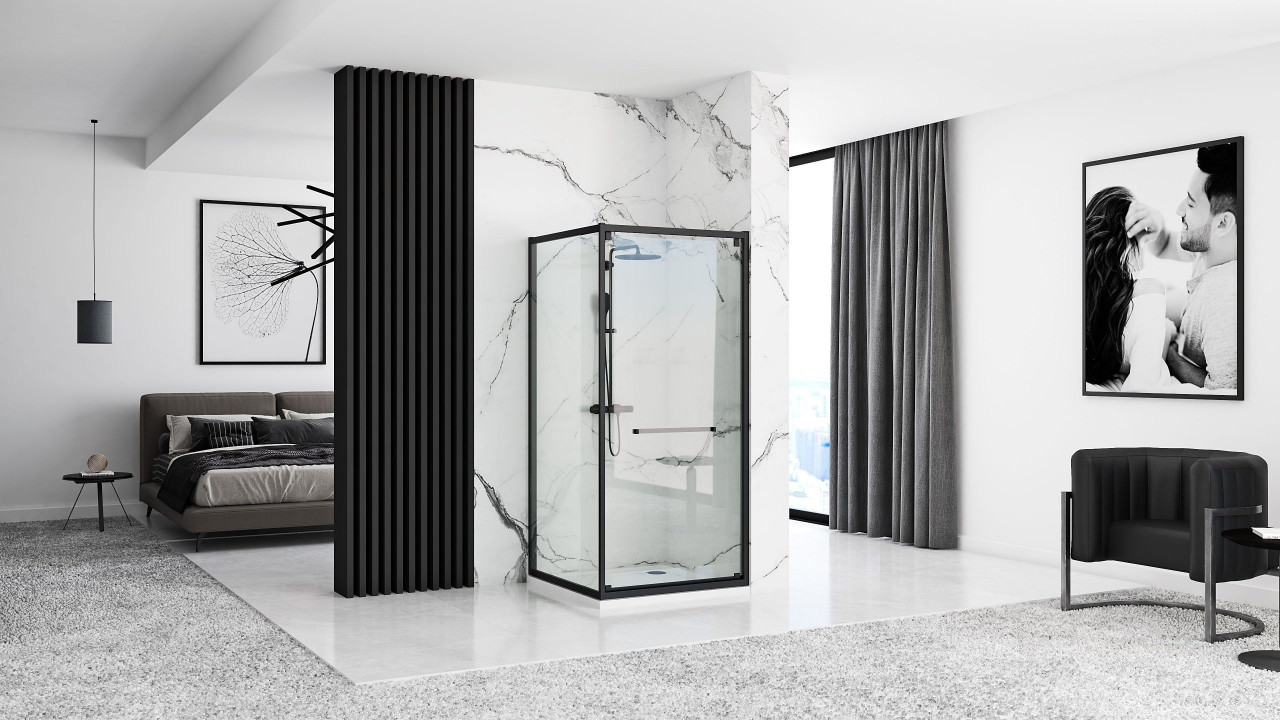 Poze Cabina dus Space negru – 80×100 cm