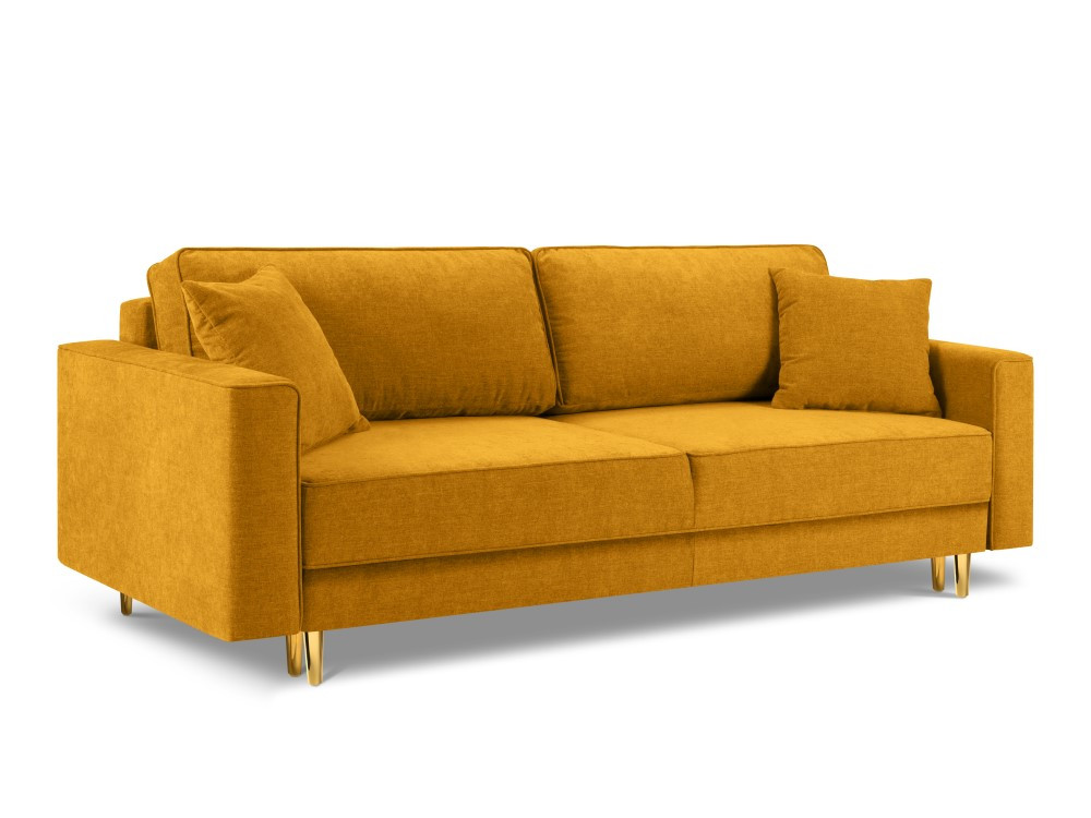 Poze Canapea tapitata Fano 3 locuri picioare gold – L233 x l102 x h89 cm