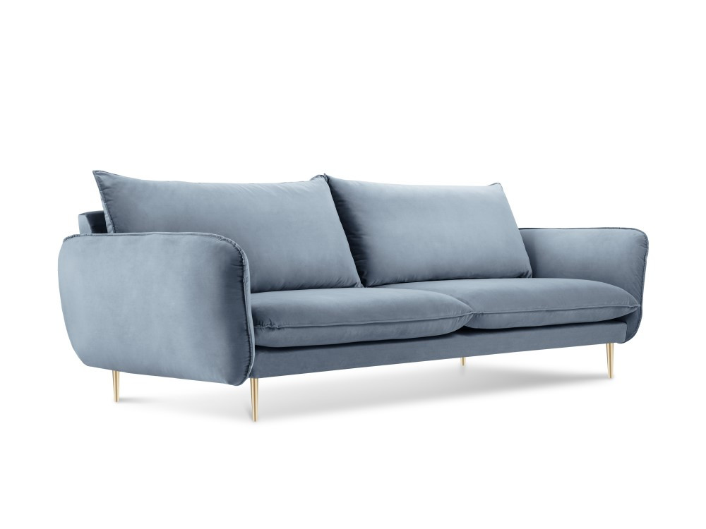 Poze Canapea tapitata Vienna 3 locuri catifea/picioare gold – L200 x l92 x h95