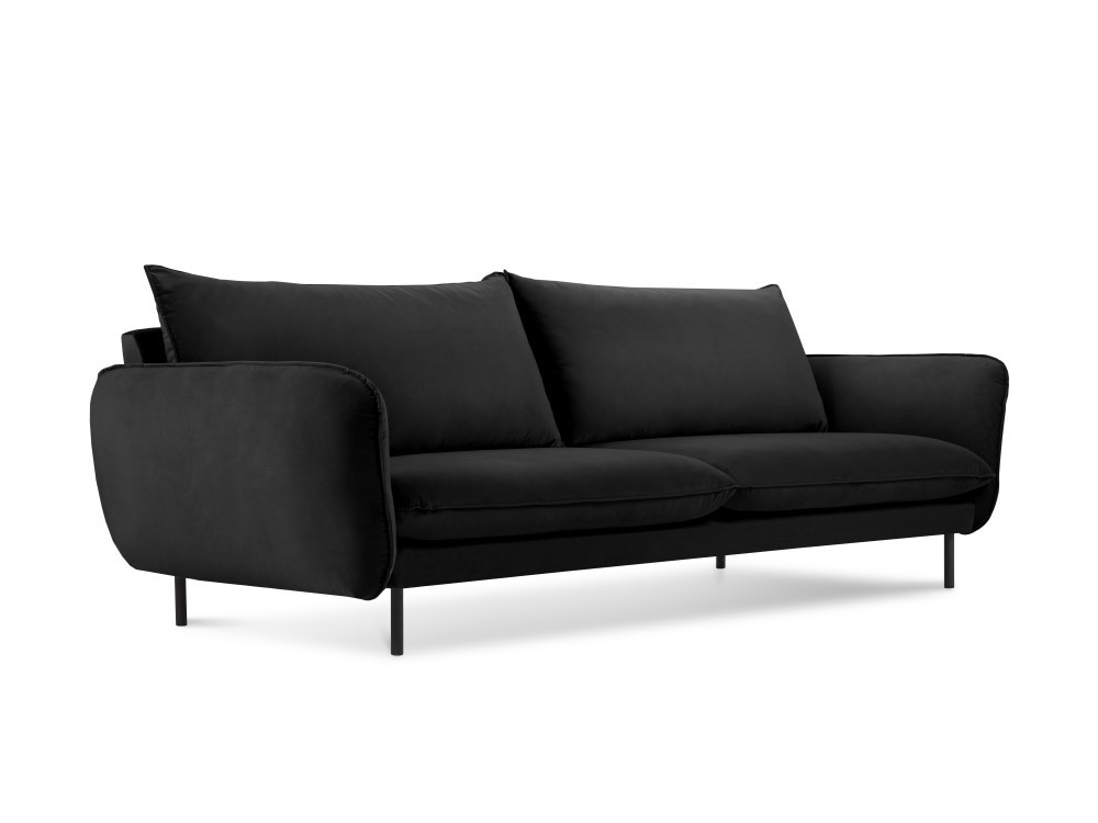 Poze Canapea tapitata Vienna 3 locuri catifea/picioare negre – L200 x l92 x h95