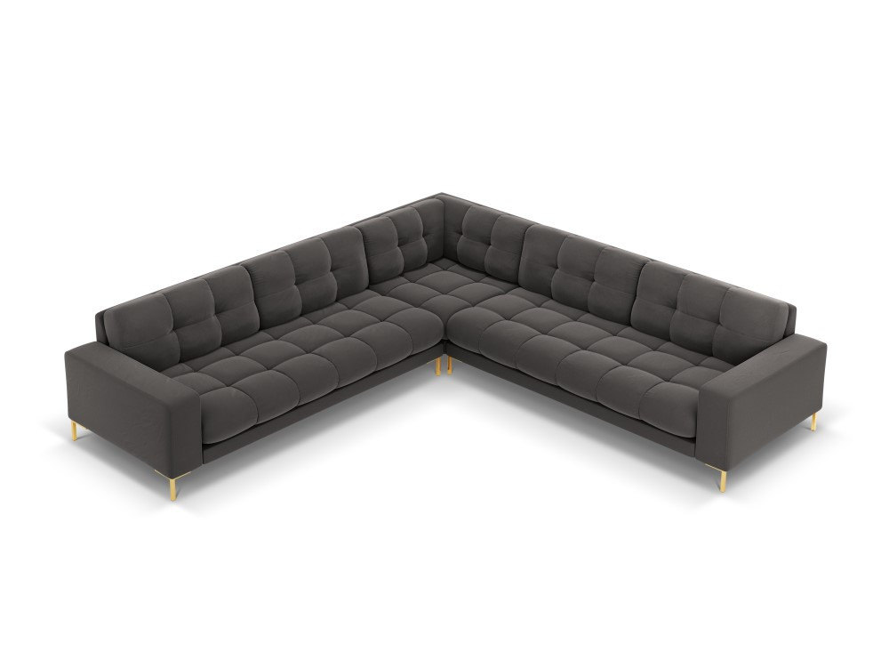 Poze Coltar 6 locuri Bali velvet/picioare gold – L256 x l256 x h75