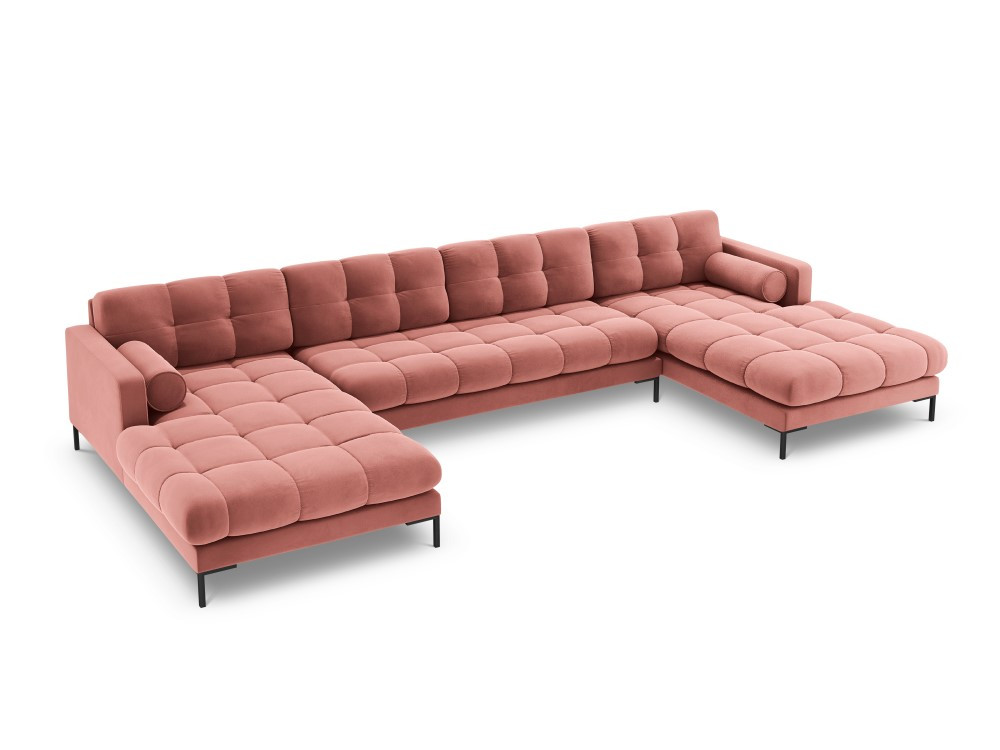 Poze Coltar 7 locuri Bali velvet/picioare negre - L383 x l185 x h75