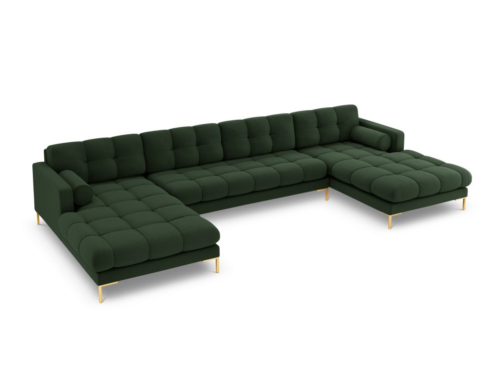 Poze Coltar 7 locuri tapitat Bali picioare gold – L383 x l185 x h75