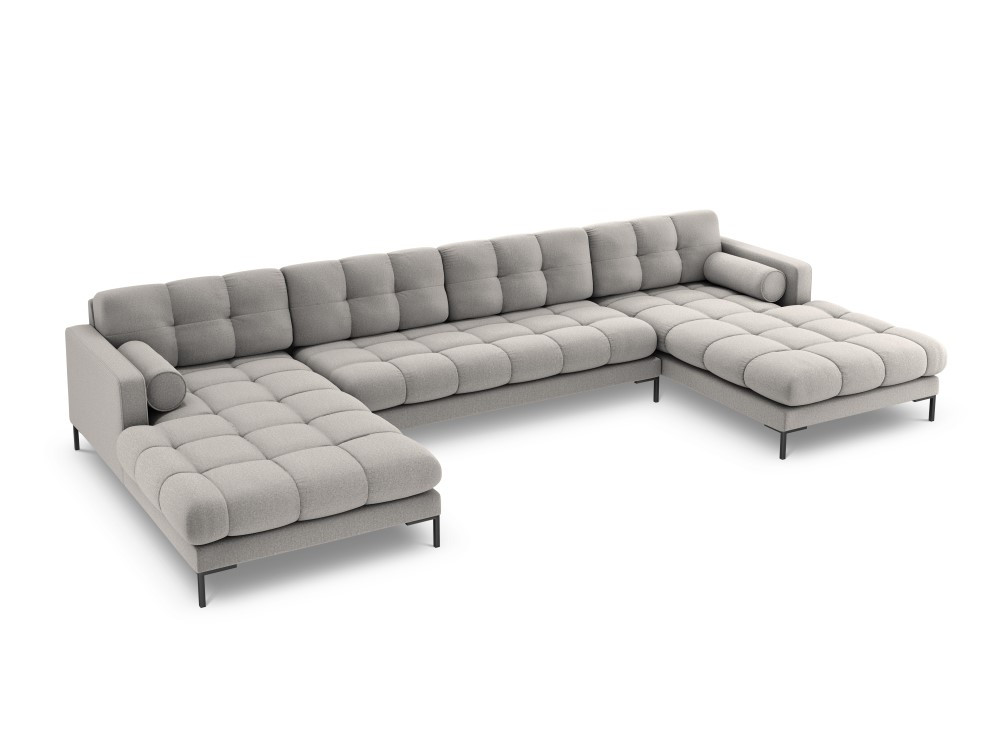 Poze Coltar 7 locuri tapitat Bali picioare negre – L383 x l185 x h75