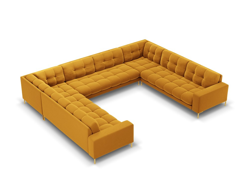 Poze Coltar 9 locuri Bali velvet/picioare gold – L327 x l256 x h75