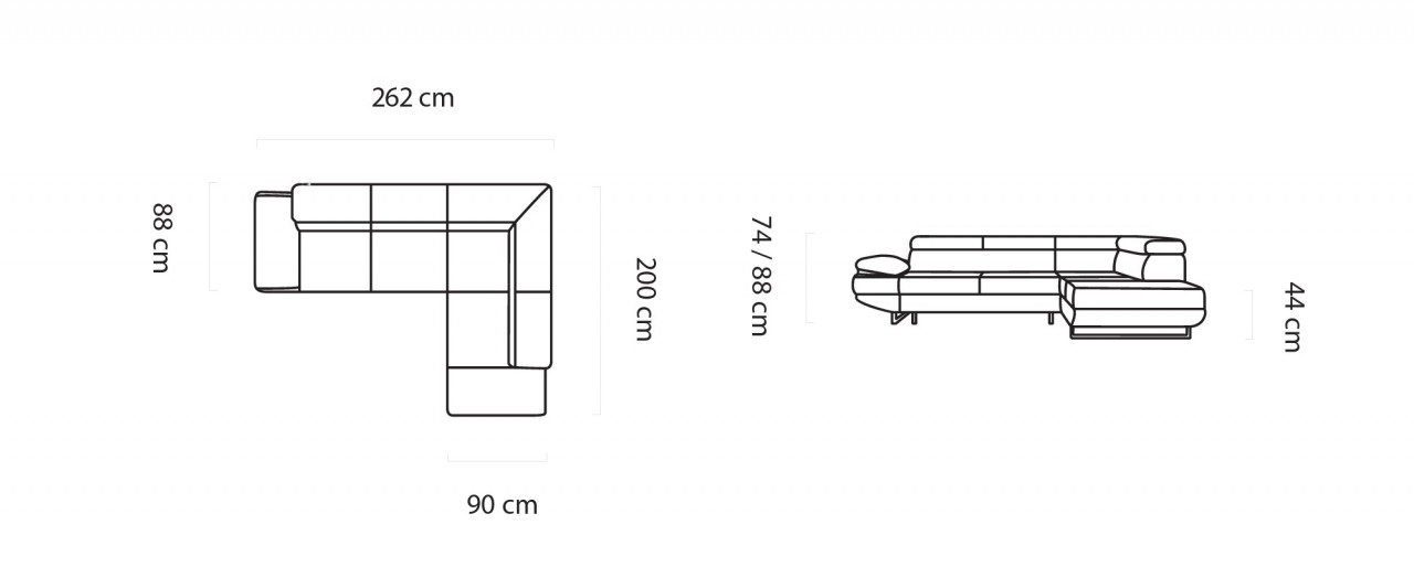 Poze Coltar extensibil Gio - L262 x l200 x h88 cm