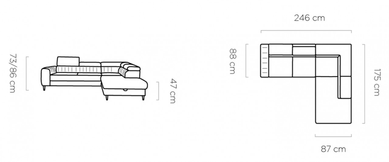 Poze Coltar extensibil Navas L L246 cm