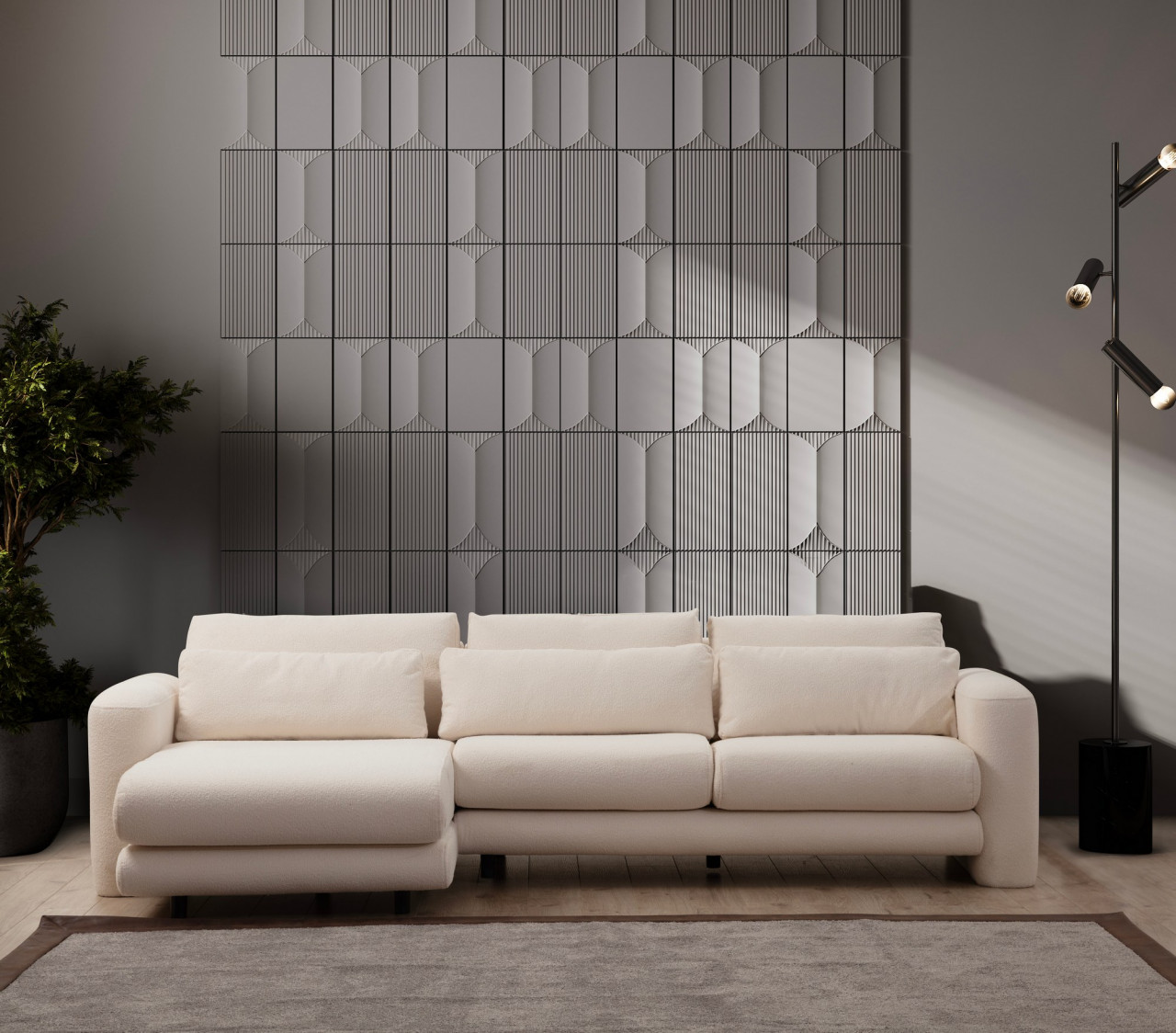 Poze Coltar Lily crem plusat pe stanga