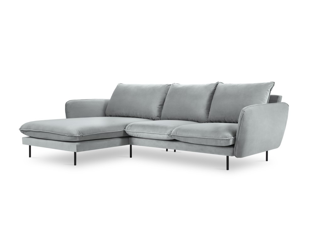 Poze Coltar tapitat Vienna 5 locuri velvet/picioare negre – L255 x l170 x h95