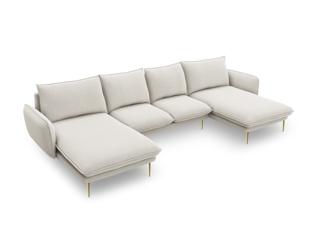 Poze Coltar tapitat Vienna 6 locuri picioare gold – L350 x l170 x h95
