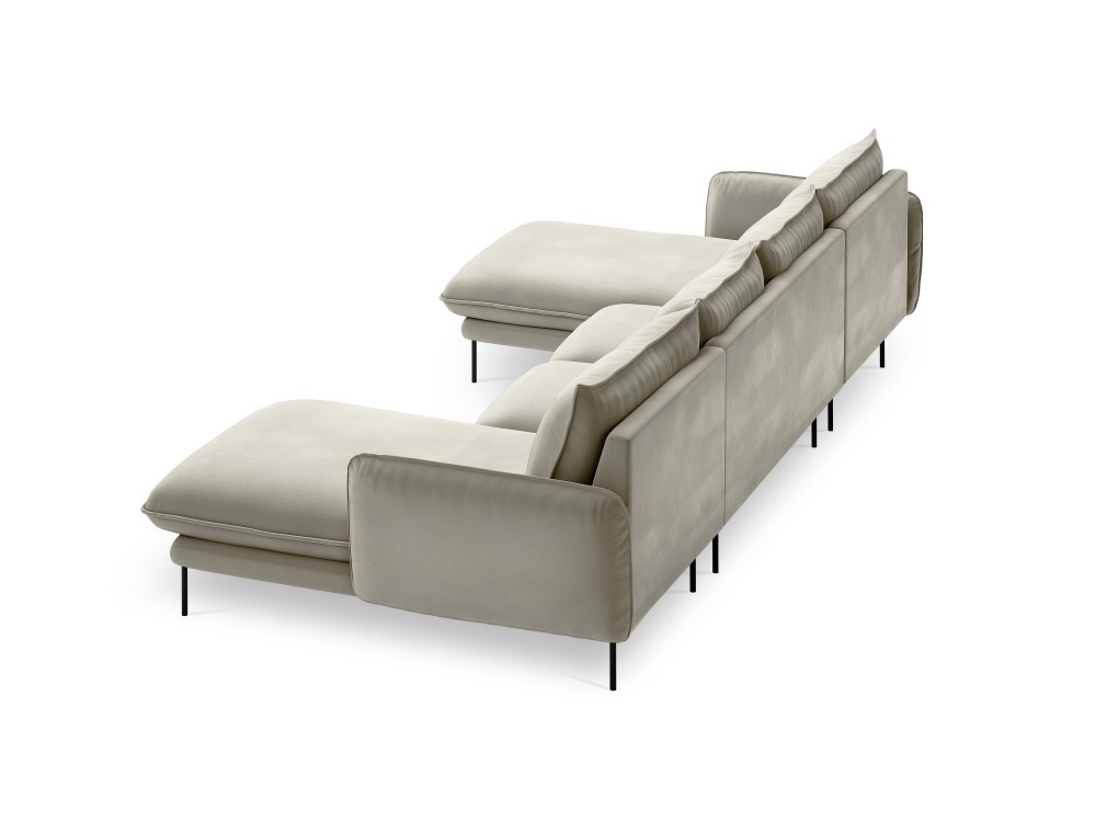 Poze Coltar tapitat Vienna 6 locuri velvet/picioare negru – L350 x l170 x h95
