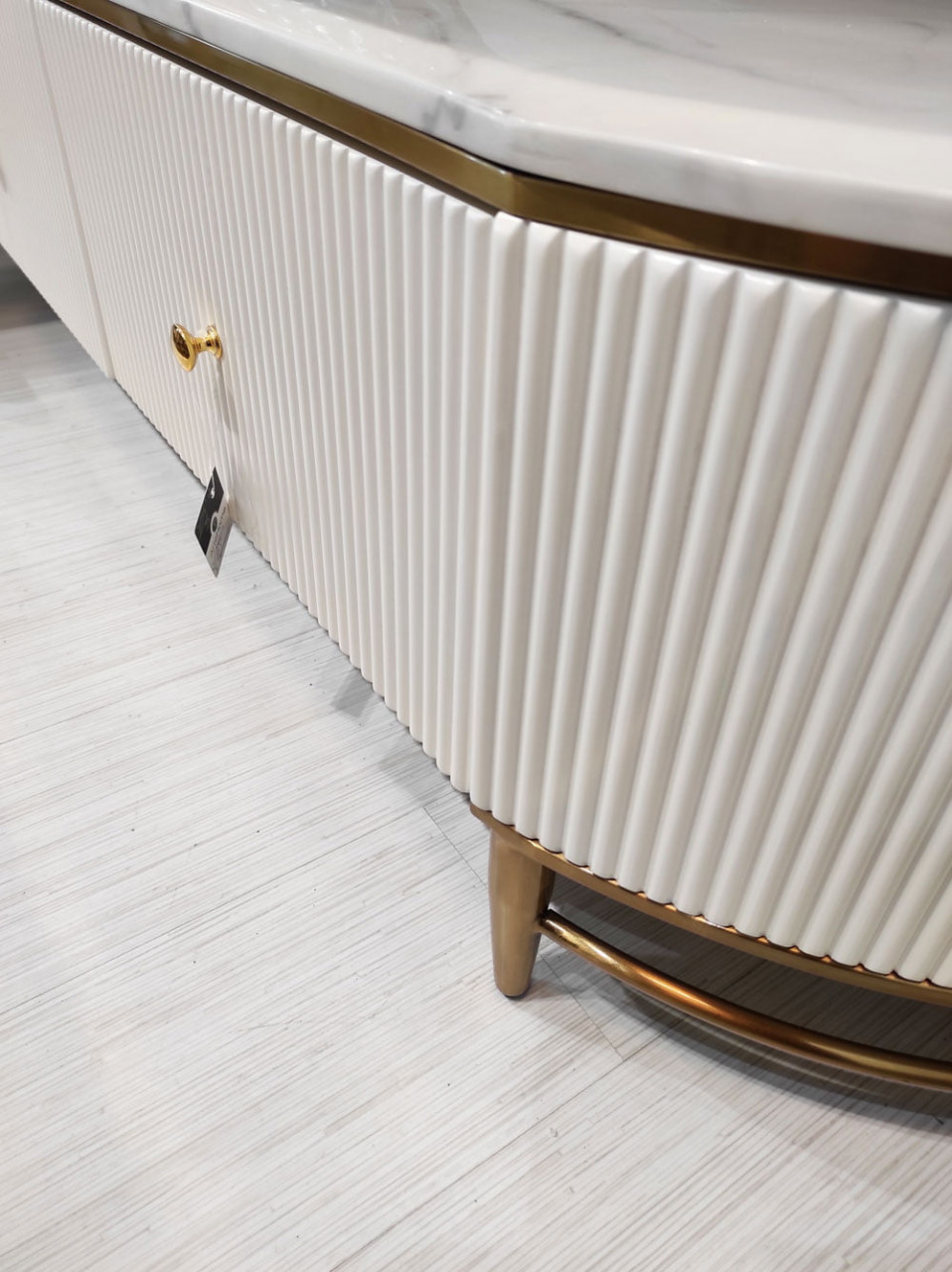 Poze Comoda TV Alexis alb/gold si marmura – H42 cm