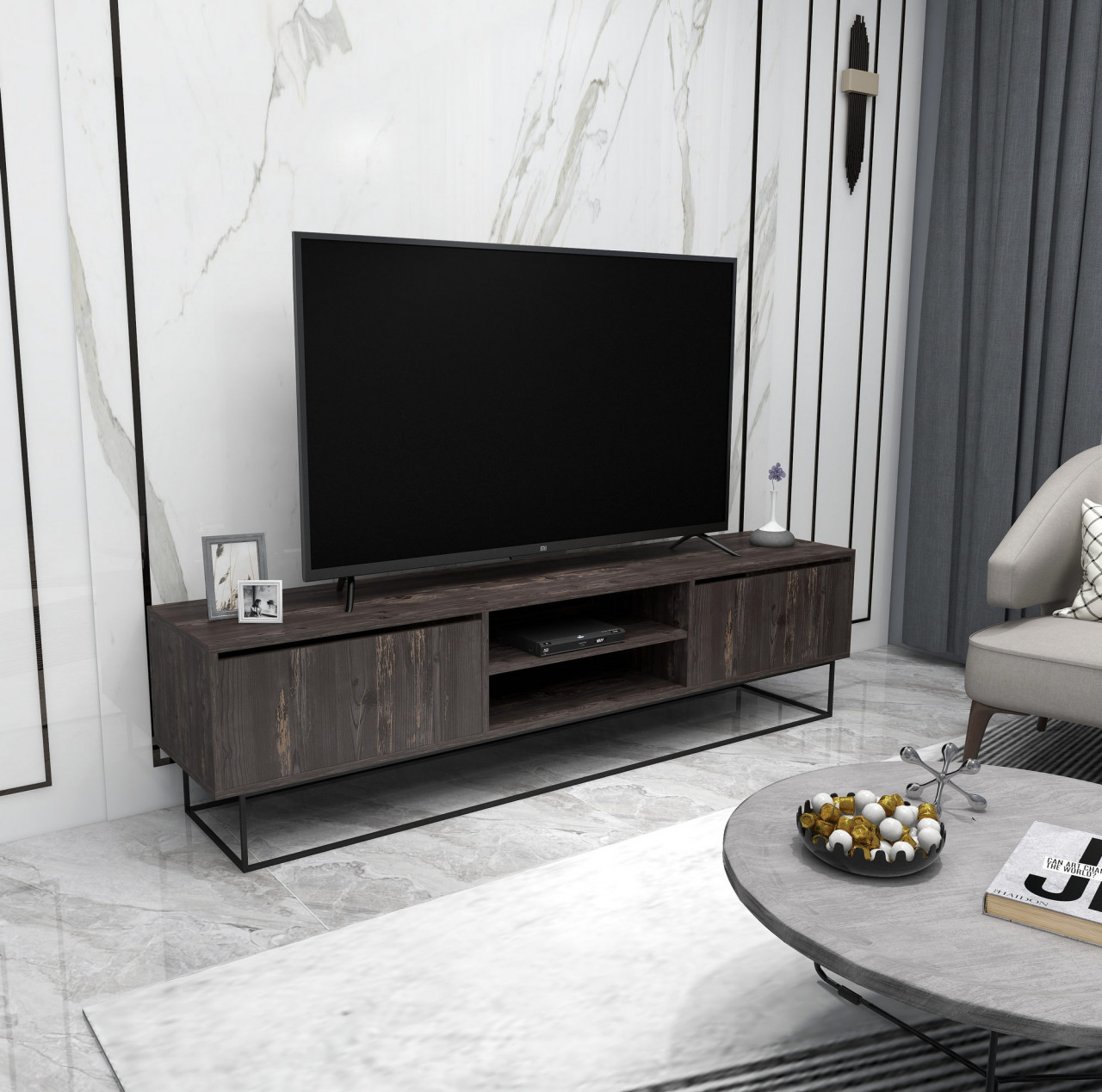 Poze Comoda TV Escape 180 maro inchis/negru