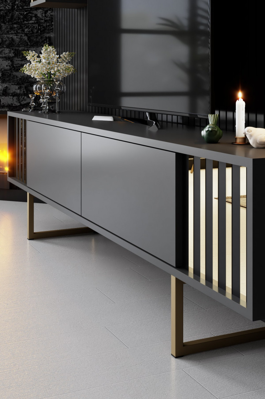 Poze Comoda TV Gold Line antracit/negru