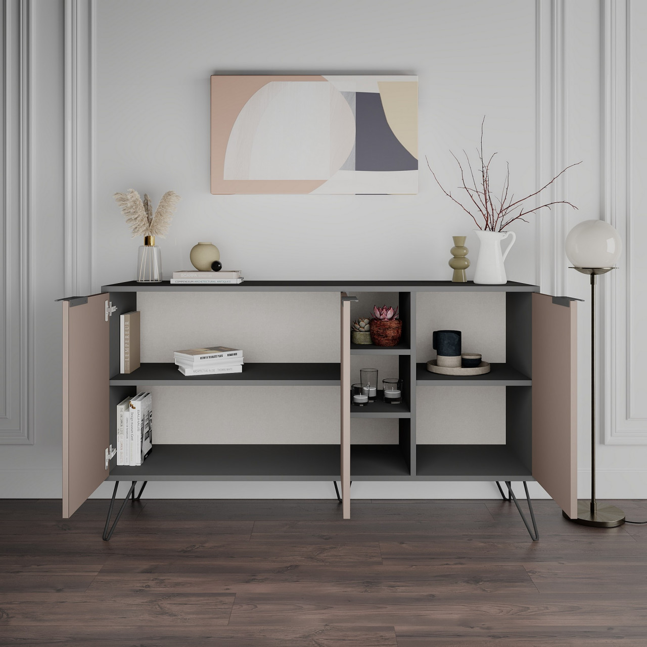 Poze Consola Clara antracit/light mocha L142 cm - H83 cm