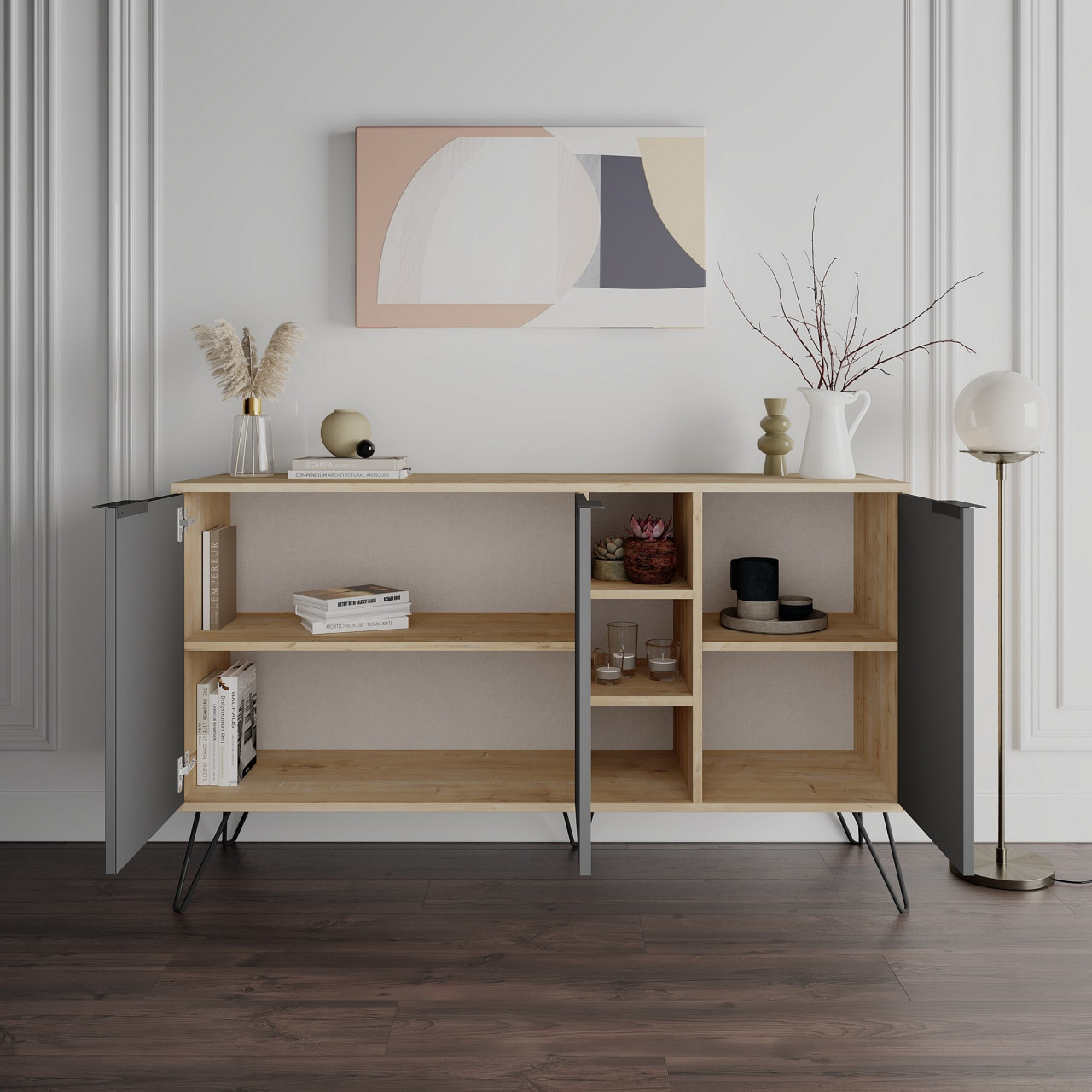 Poze Consola Clara stejar / antracit- L142 cm- H83 cm