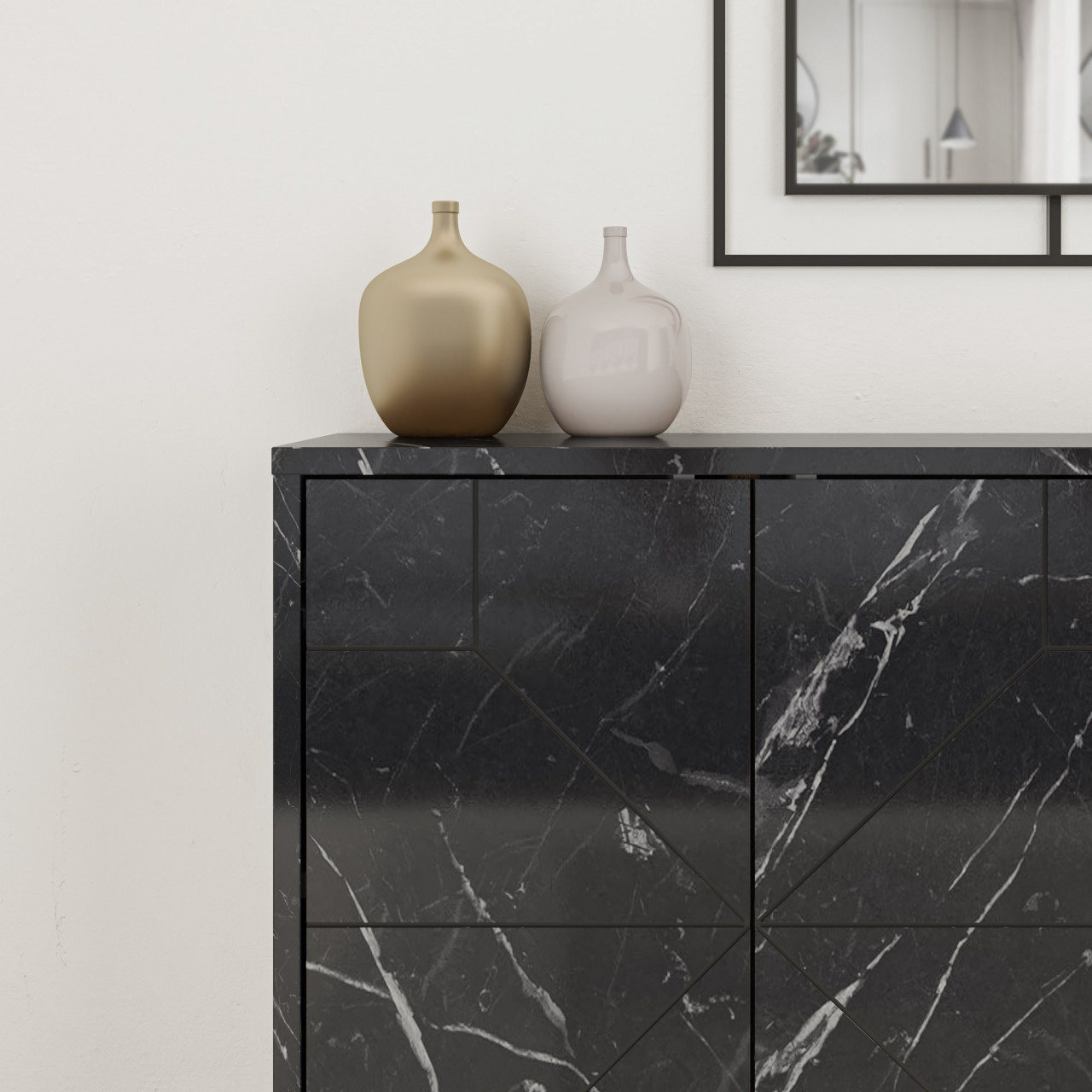 Poze Consola Dune cu efect de marmura neagra L123 cm - H77,4 cm