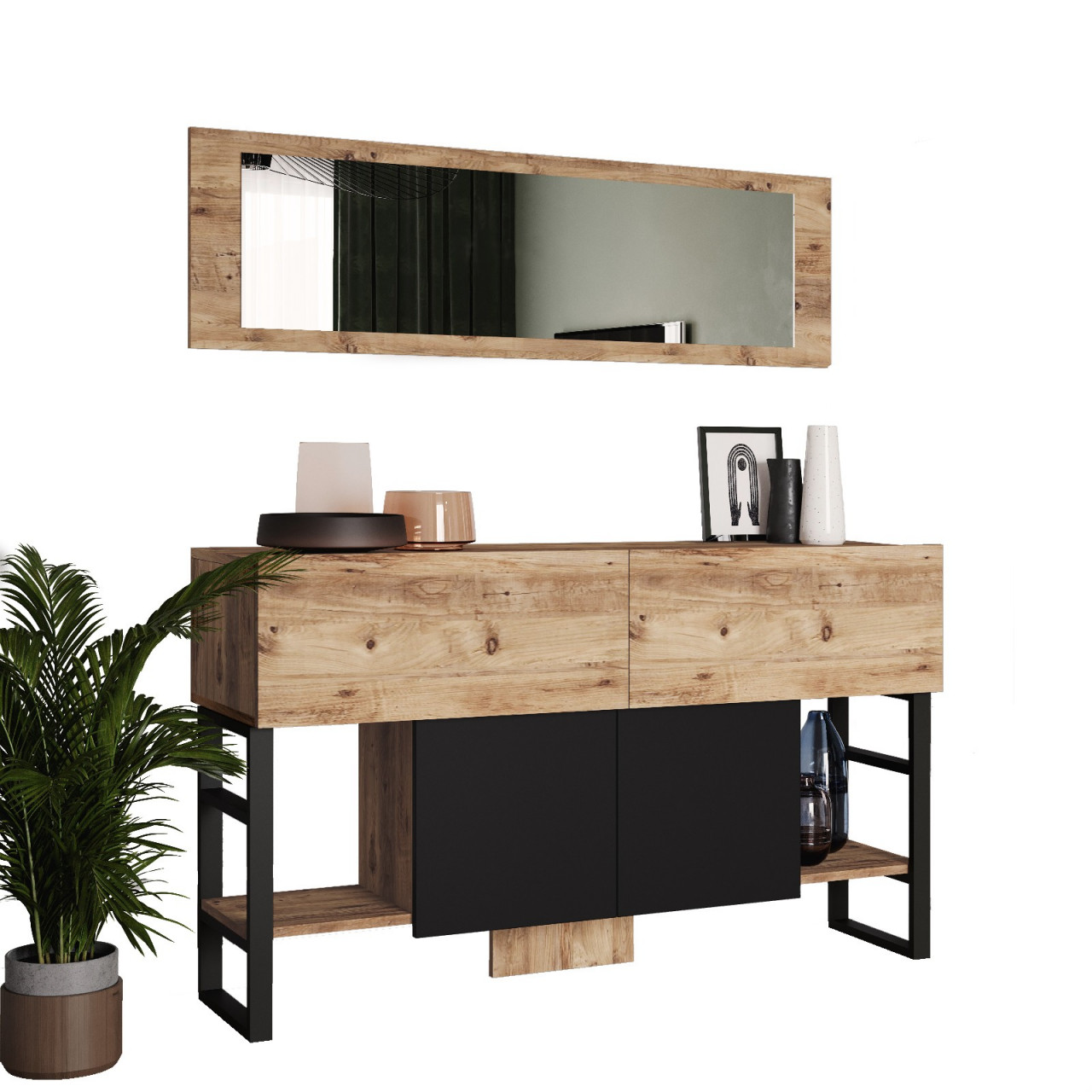 Poze Consola ML26-A MDF L139 cm - H83,6 cm + Oglinda L139 cm - H41,2 cm