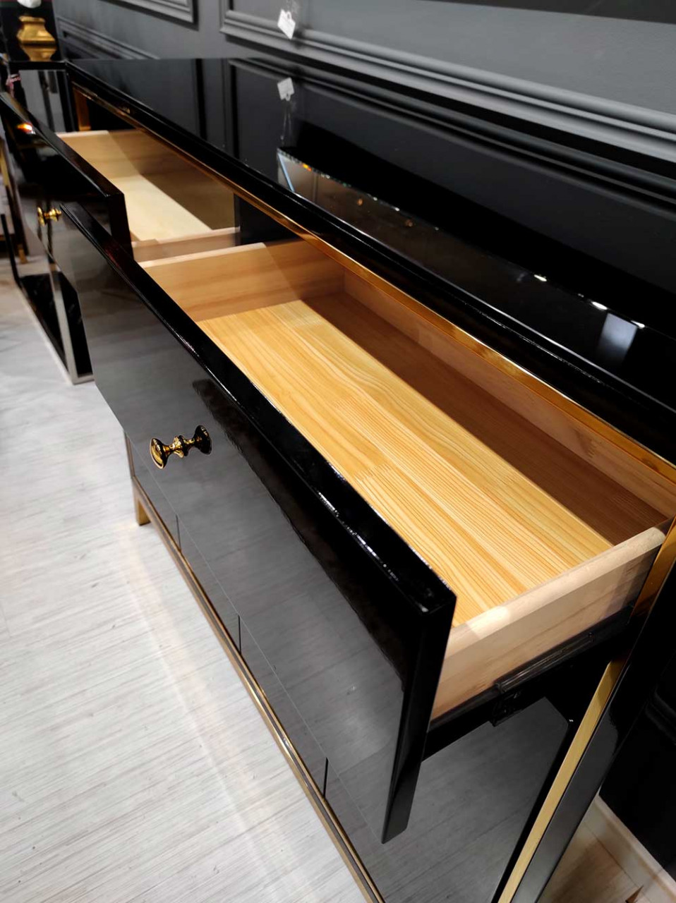 Poze Consola Rennes negru/gold – H100 cm