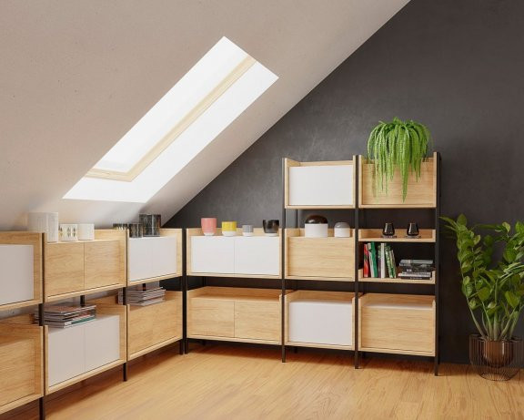 Poze Corp depozitare modular Mobius 2D natur/alb – H83 cm