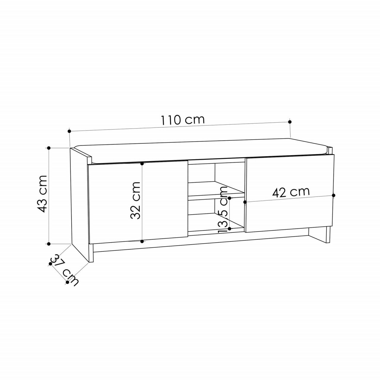 Poze Dulap MDF de incaltaminte Zulla antracit/stejar L110 cm - H37 cm