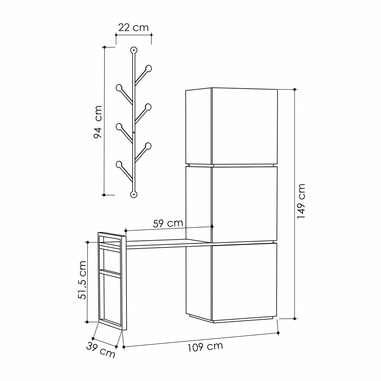 Poze Dulap MDF de incaltamnite Mello antracit L109 cm - H149 cm