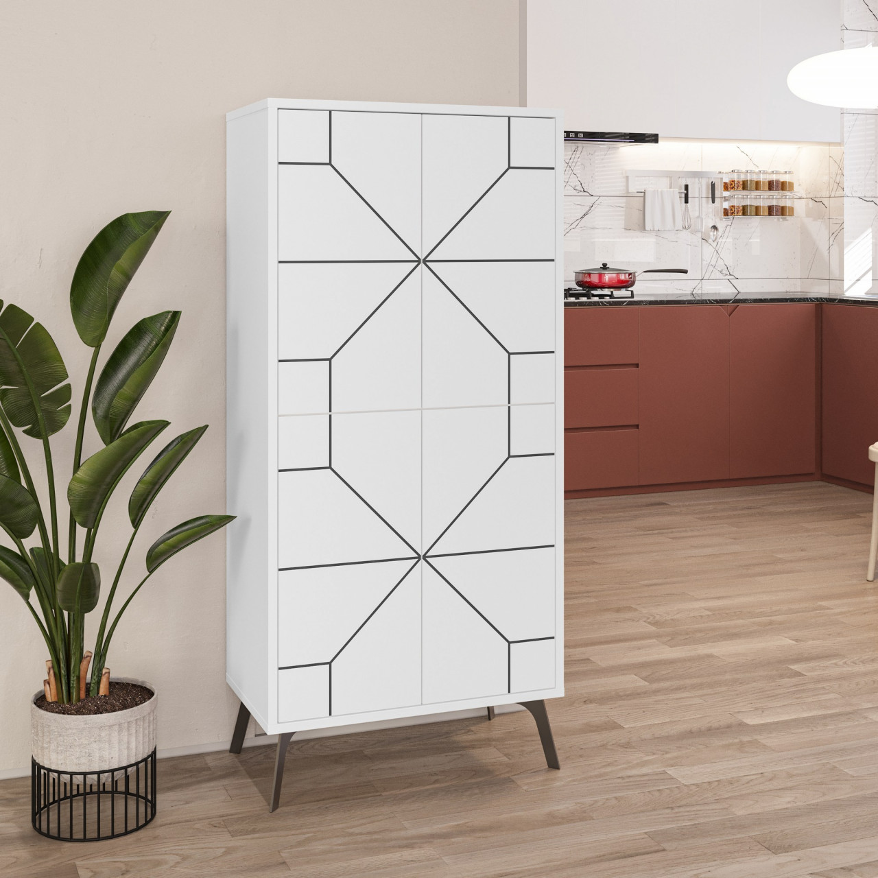 Poze Dulap MDF multifunctional Dune alb L62,6 cm - H136 cm