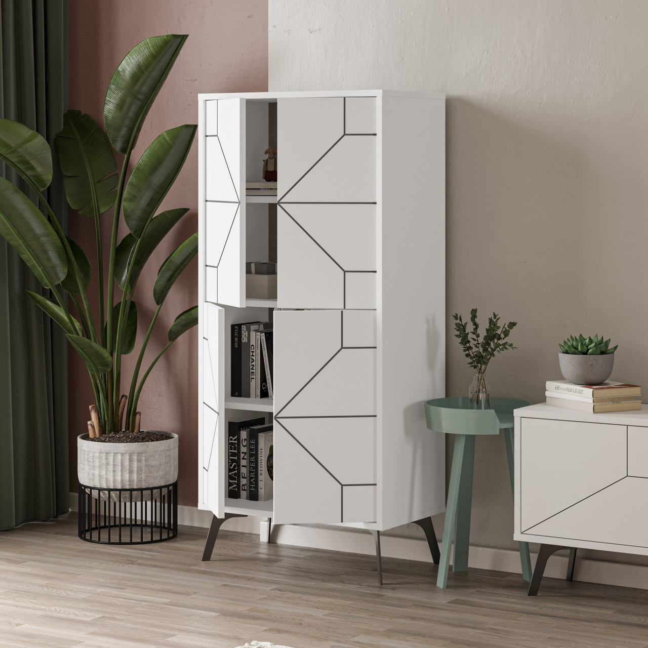 Poze Dulap MDF multifunctional Dune alb L62,6 cm - H136 cm