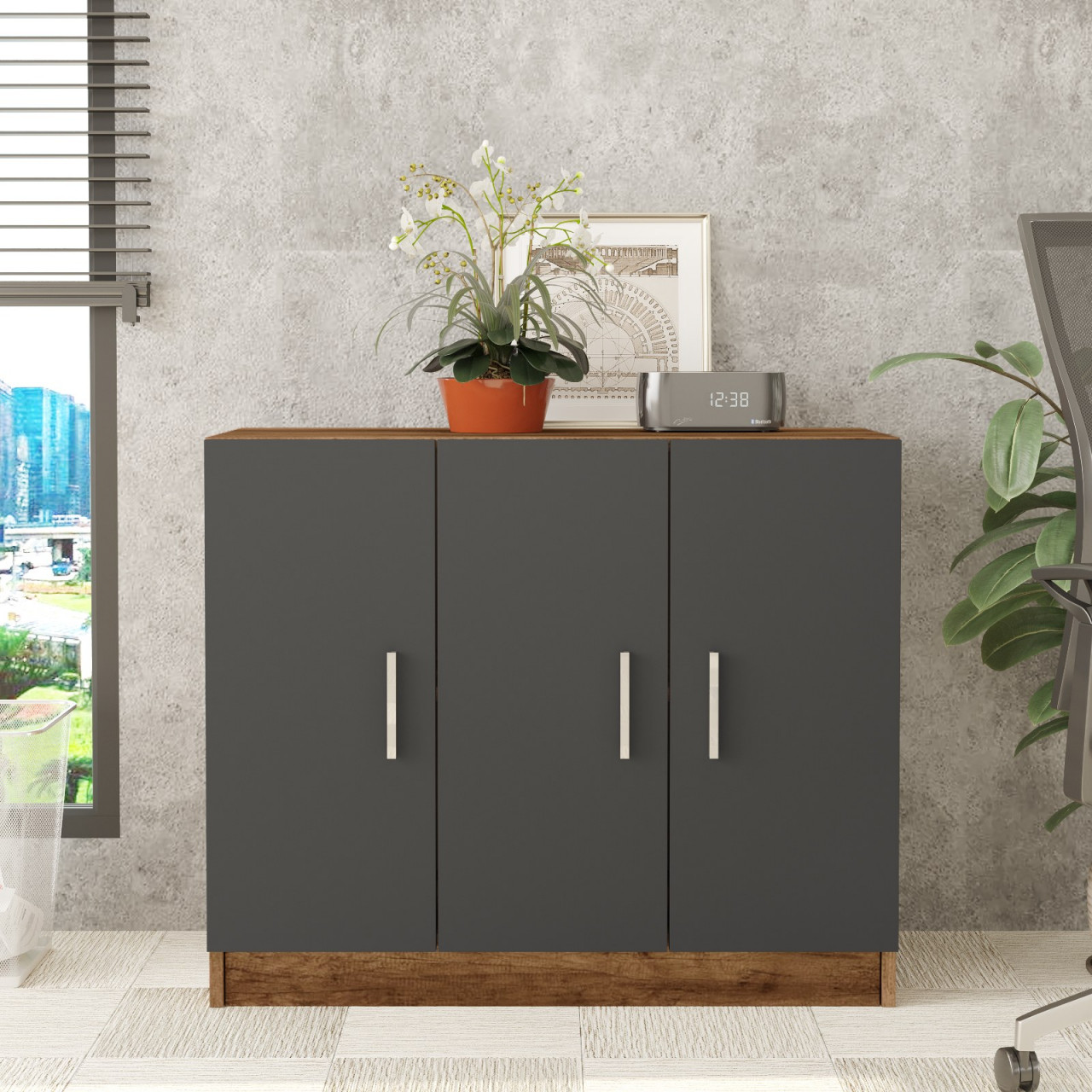 Poze Dulap MDF multifunctional Vario E nuc/antracit L89,1 cm - H73,8 cm