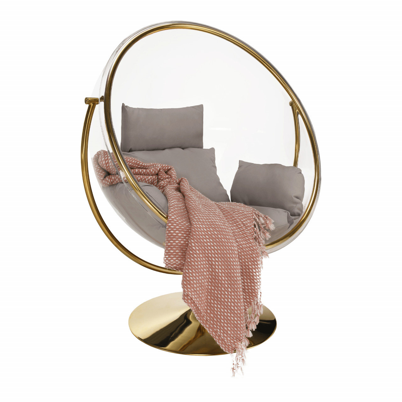 Poze Fotoliu suspendat cu suport Bubble Tip2 transparent/auriu/gri