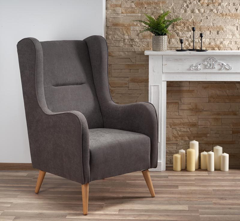 Poze Fotoliu tapitat Chester gri inchis – H 114 cm