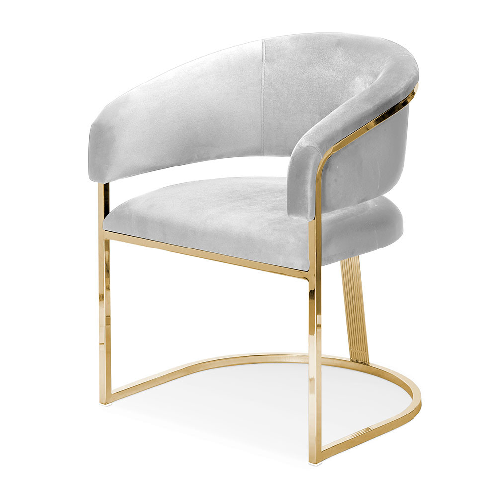 Fotoliu tapitat marcille gri/gold – h79 cm