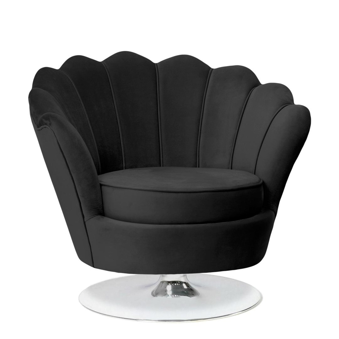 Poze Fotoliu tapitat Muszelka negru rotativ – H82 cm
